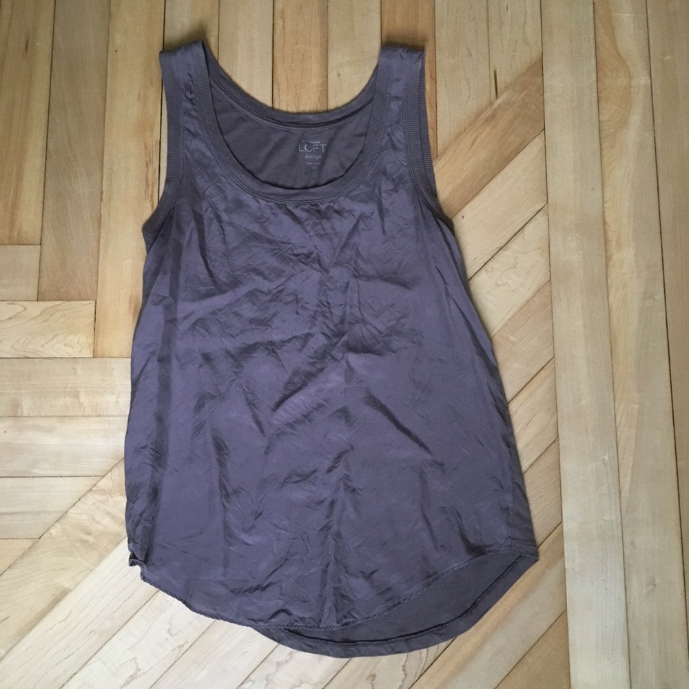 LOFT Grey Silk Tank Top